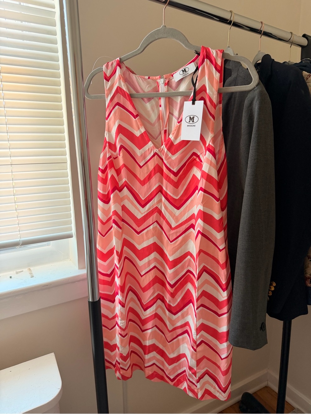 Missoni Pink Chevron V-Neck Sleeveless Dress